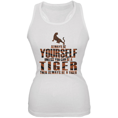 Always Be Yourself Tiger White Juniors Soft Tank Top