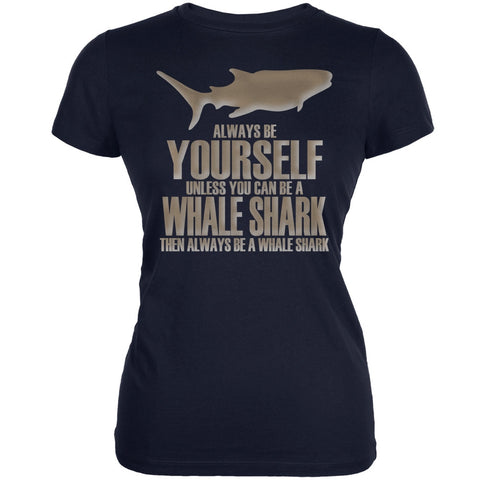 Always Be Yourself Whale Shark Navy Juniors Soft T-Shirt