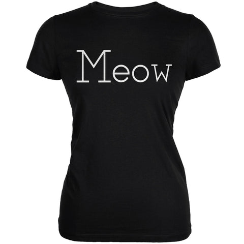 Meow Black Juniors Soft T-Shirt