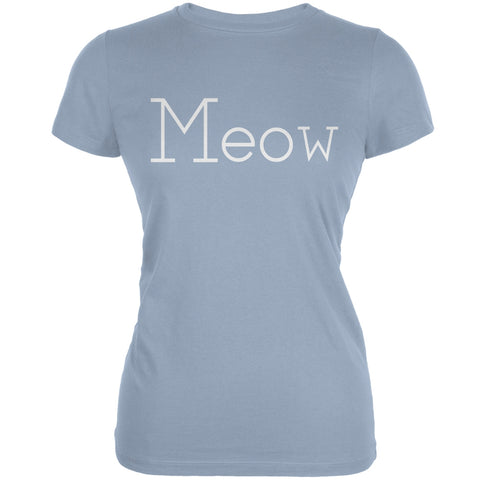 Meow Light Blue Juniors Soft T-Shirt