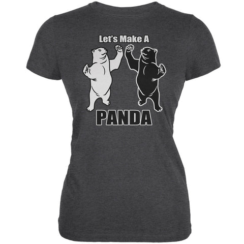 Let's Make A Panda Funny Dark Heather Juniors Soft T-Shirt