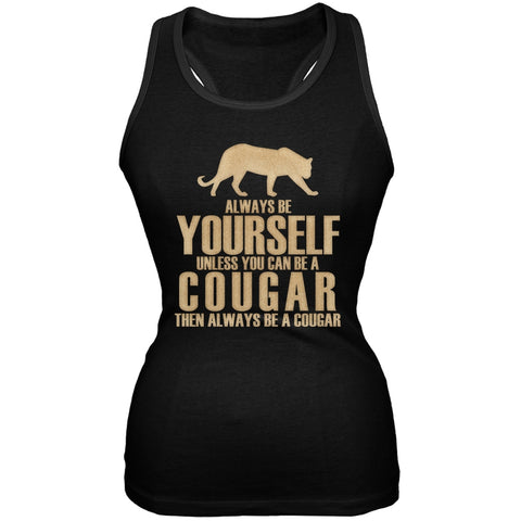 Always Be Yourself Cougar Black Juniors Soft Tank Top