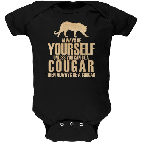 Always Be Yourself Cougar Black Soft Baby One Piece