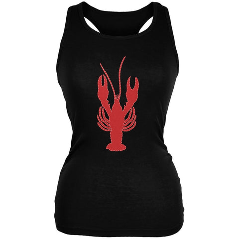 Summer - Lobster Faux Stitched Black Juniors Soft Tank Top