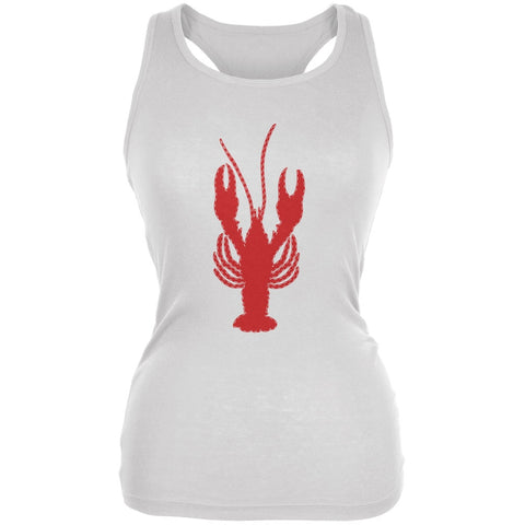 Summer - Lobster Faux Stitched White Juniors Soft Tank Top