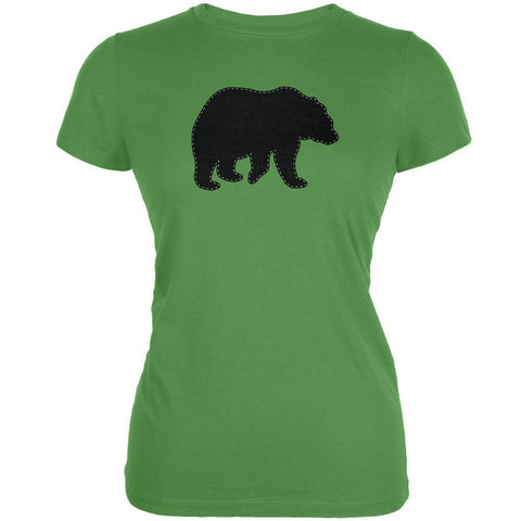 Bear Faux Stitched Leaf Juniors Soft T-Shirt