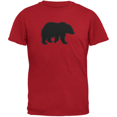 Bear Faux Stitched Red Adult T-Shirt