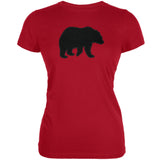 Bear Faux Stitched Leaf Juniors Soft T-Shirt