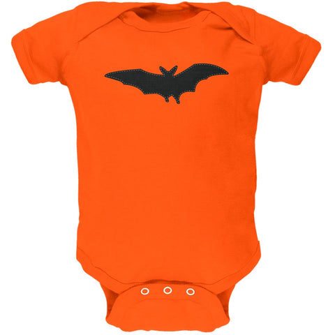 Halloween - Bat Faux Stitched Orange Soft Baby One Piece