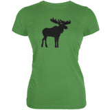 Moose Faux Stitched Leaf Juniors Soft T-Shirt