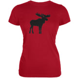 Moose Faux Stitched Leaf Juniors Soft T-Shirt