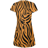 Zebra Print Orange Juniors V-Neck Beach Cover-Up Dress