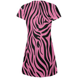 Zebra Print Pink Juniors V-Neck Beach Cover-Up Dress