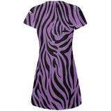 Zebra Print Purple Juniors V-Neck Beach Cover-Up Dress