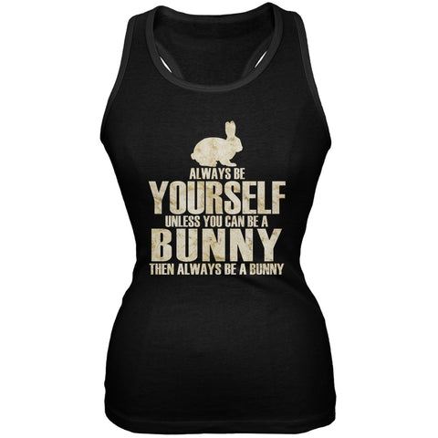 Always Be Yourself Bunny Black Juniors Soft Tank Top