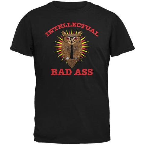 Graduation - Intellectual Bad Ass Owl Black Adult T-Shirt
