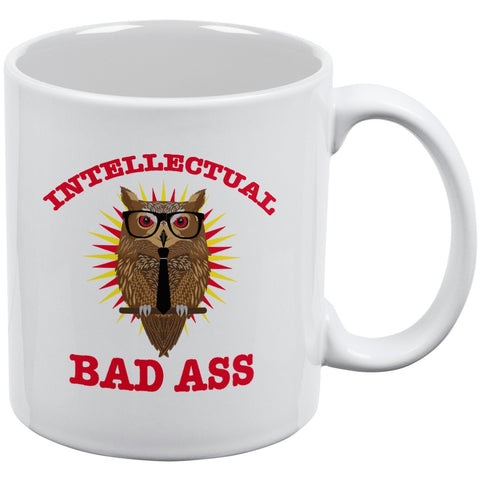 Graduation Intellectual Bad Ass Owl White All Over Coffee Mug