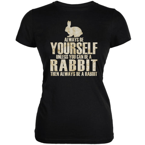 Always Be Yourself Rabbit Black Juniors Soft T-Shirt