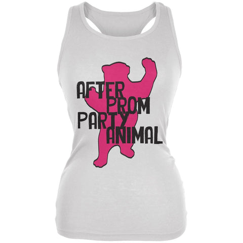 Bear After Prom Party Animal White Juniors Soft Tank Top