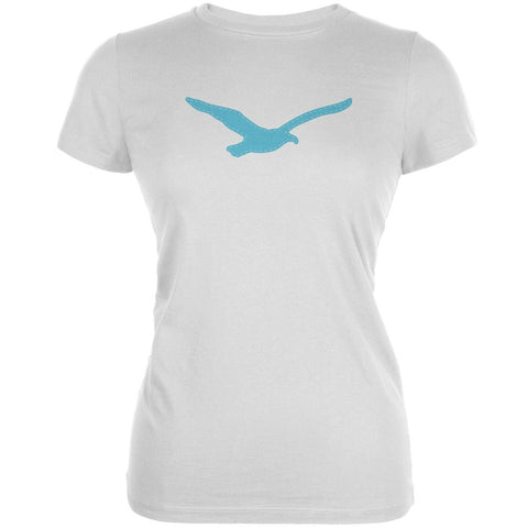 Seagull Faux Stitched White Juniors Soft T-Shirt