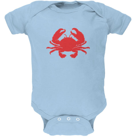 Summer - Crab Faux Stitched Light Blue Soft Baby One Piece