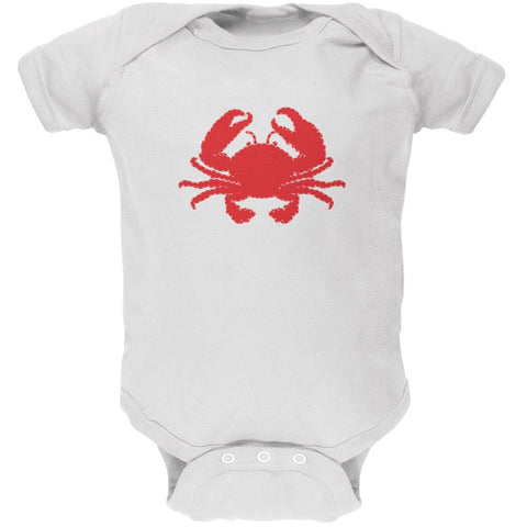 Summer - Crab Faux Stitched White Soft Baby One Piece