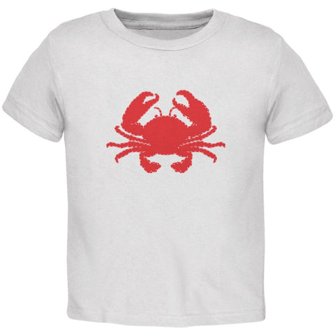 Summer - Crab Faux Stitched White Toddler T-Shirt