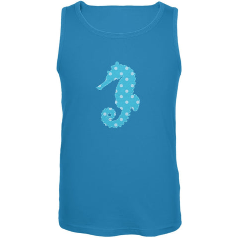 Summer - Seahorse Faux Stitched Turquoise Adult Tank Top