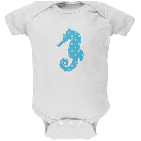 Summer - Seahorse Faux Stitched White Soft Baby One Piece