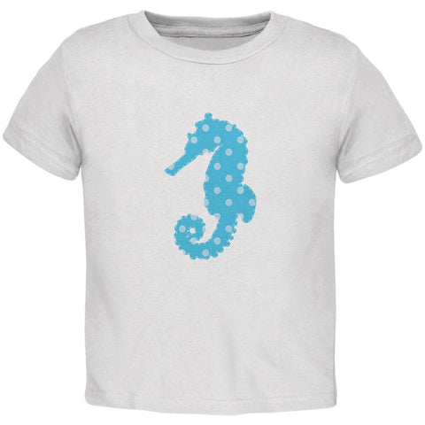 Summer - Seahorse Faux Stitched White Toddler T-Shirt