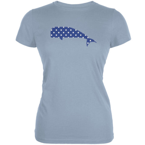 Summer - Whale Faux Stitched Light Blue Juniors Soft T-Shirt