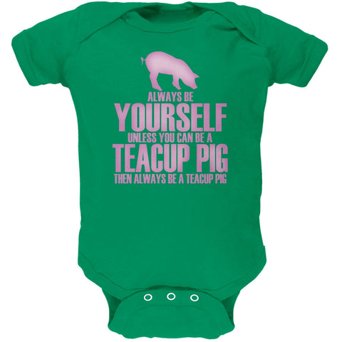 Always Be Yourself Teacup Pig Kelly Green Soft Baby One Piece