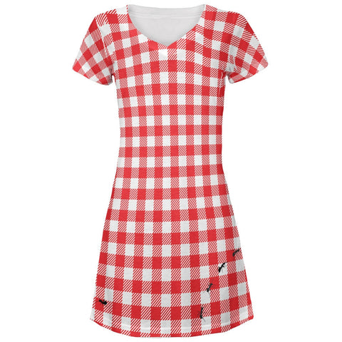 Picnic Blanket Summer Ants All Over Juniors V-Neck Dress