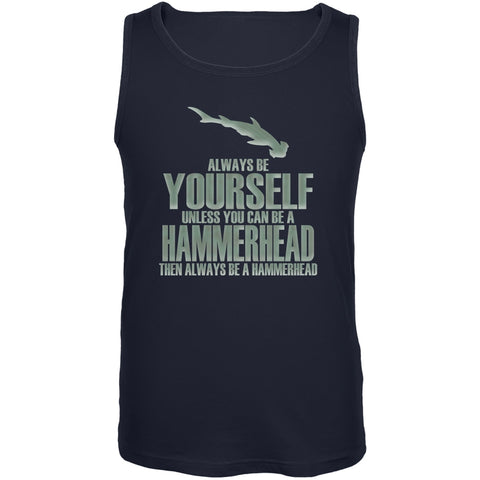 Always Be Yourself Hammerhead Shark Navy Adult Tank Top