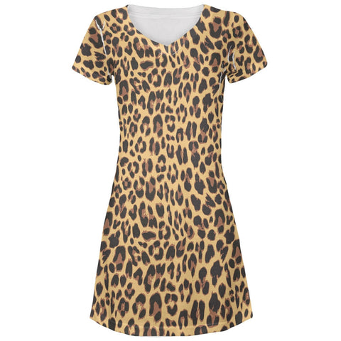 Cheetah Print All Over Juniors V-Neck Dress