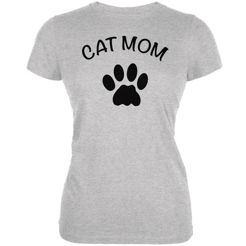 Mother's Day - Cat Mom Heather Grey Juniors Soft T-Shirt