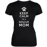 Mother's Day - Dog Keep Calm Rescue Mom Aqua Juniors Soft T-Shirt
