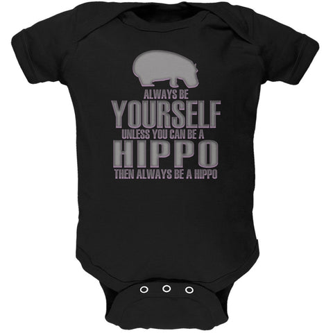 Always Be Yourself Hippo Black Soft Baby One Piece