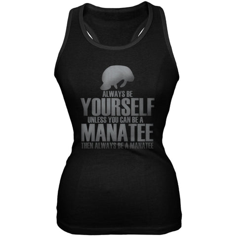 Always Be Yourself Manatee Black Juniors Soft Tank Top