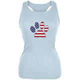 4th of July Patriotic Dog Paw Pale Blue Juniors Soft Tank Top