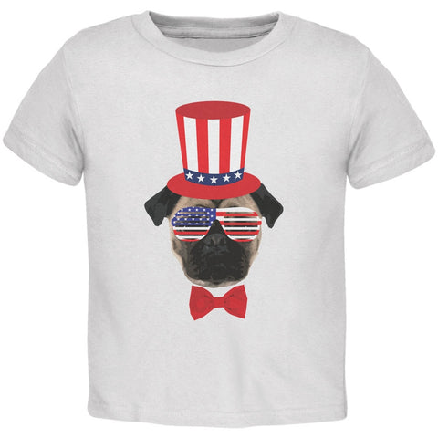 4th of July Funny Pug White Toddler T-Shirt