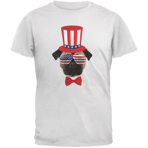 4th of July Funny Pug White Youth T-Shirt