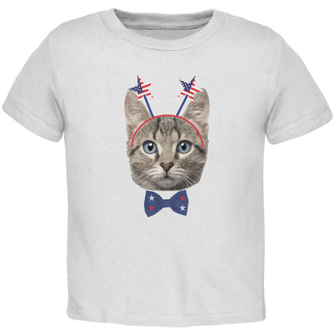 4th of July Funny Cat White Toddler T-Shirt