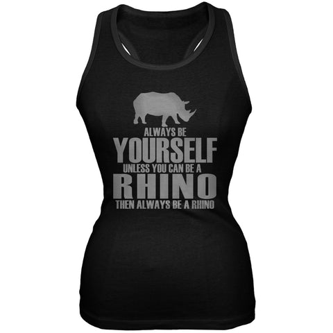 Always Be Yourself Rhino Black Juniors Soft Tank Top
