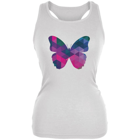 Butterfly Geometric White Juniors Soft Tank Top