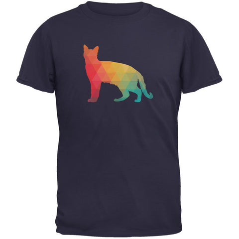 Cat Geometric Navy Adult T-Shirt