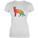 Cat Geometric Navy Juniors Soft T-Shirt