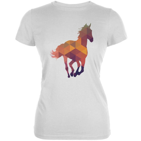 Horse Geometric White Juniors Soft T-Shirt