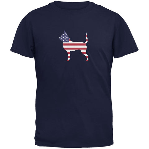 4th of July Patriotic Dog Chihuahua Navy Adult T-Shirt
