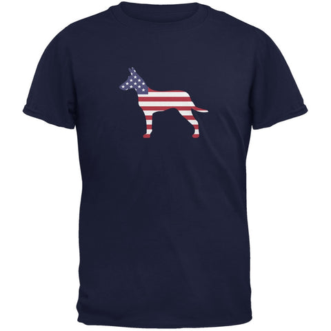 4th of July Patriotic Dog Jack Russel Terrier Navy Adult T-Shirt